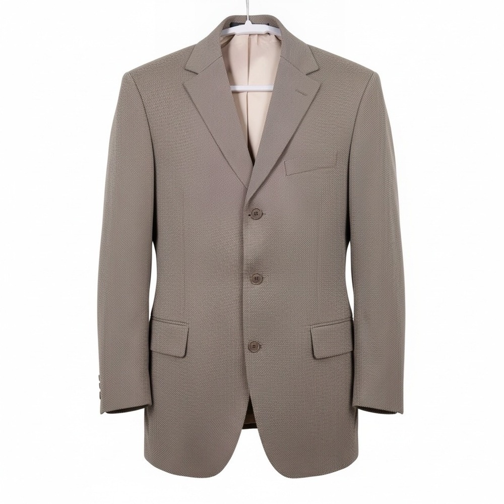Hugo Boss Rossellini Blazer Men 40R Taupe Textured 3-Button Excellent